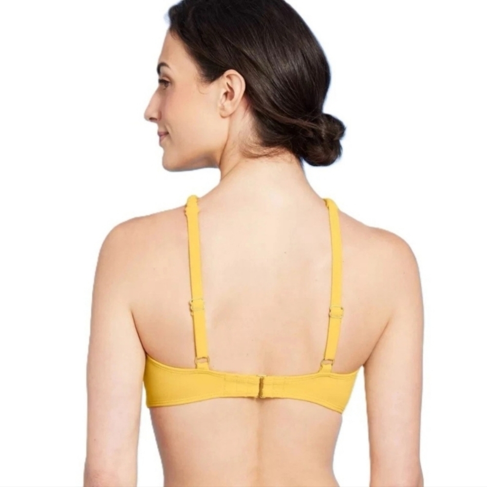Women's High Neck Braided Strap Bikini Top - Shade & Shore Yellow 34DD - Picture 2 of 8